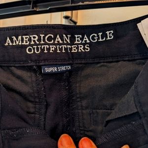 American Eagle Outfitters Black Chinos Stretch Flat Front Size 4